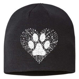 Dog Lover Women Dog Mom Dad Creative Heart Dog Paw Print Sustainable Beanie