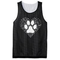 Dog Lover Women Dog Mom Dad Creative Heart Dog Paw Print Mesh Reversible Basketball Jersey Tank