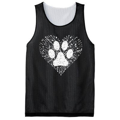 Dog Lover Women Dog Mom Dad Creative Heart Dog Paw Print Mesh Reversible Basketball Jersey Tank