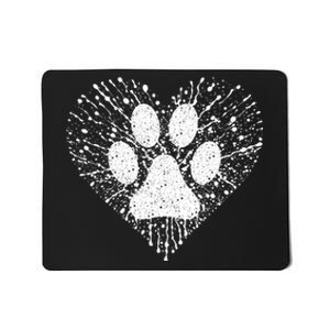 Dog Lover Women Dog Mom Dad Creative Heart Dog Paw Print Mousepad