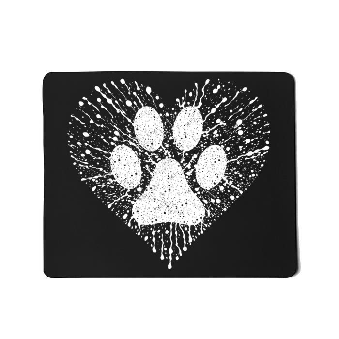 Dog Lover Women Dog Mom Dad Creative Heart Dog Paw Print Mousepad