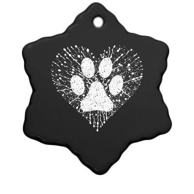 Dog Lover Women Dog Mom Dad Creative Heart Dog Paw Print Ceramic Star Ornament