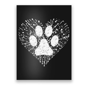 Dog Lover Women Dog Mom Dad Creative Heart Dog Paw Print Poster