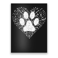 Dog Lover Women Dog Mom Dad Creative Heart Dog Paw Print Poster