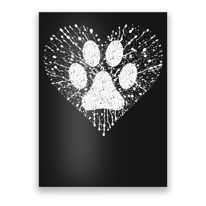 Dog Lover Women Dog Mom Dad Creative Heart Dog Paw Print Poster