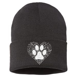 Dog Lover Women Dog Mom Dad Creative Heart Dog Paw Print Sustainable Knit Beanie