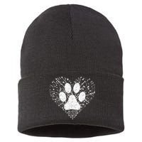 Dog Lover Women Dog Mom Dad Creative Heart Dog Paw Print Sustainable Knit Beanie