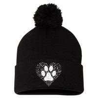 Dog Lover Women Dog Mom Dad Creative Heart Dog Paw Print Pom Pom 12in Knit Beanie