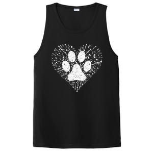 Dog Lover Women Dog Mom Dad Creative Heart Dog Paw Print PosiCharge Competitor Tank