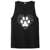 Dog Lover Women Dog Mom Dad Creative Heart Dog Paw Print PosiCharge Competitor Tank