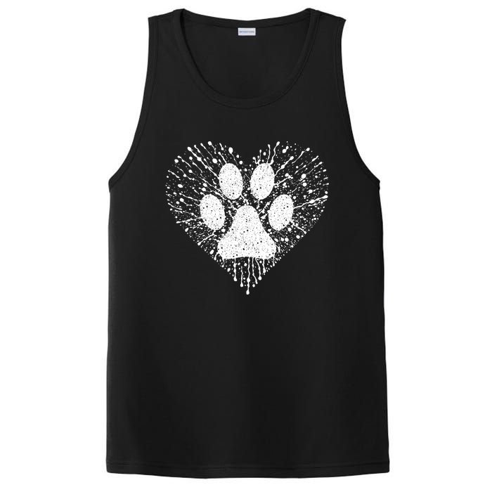 Dog Lover Women Dog Mom Dad Creative Heart Dog Paw Print PosiCharge Competitor Tank