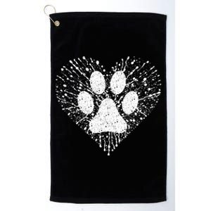 Dog Lover Women Dog Mom Dad Creative Heart Dog Paw Print Platinum Collection Golf Towel