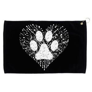 Dog Lover Women Dog Mom Dad Creative Heart Dog Paw Print Grommeted Golf Towel