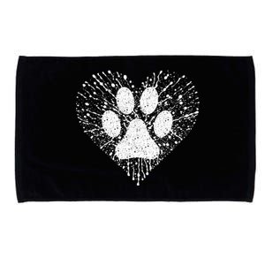 Dog Lover Women Dog Mom Dad Creative Heart Dog Paw Print Microfiber Hand Towel