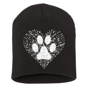 Dog Lover Women Dog Mom Dad Creative Heart Dog Paw Print Short Acrylic Beanie