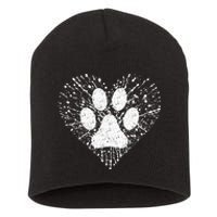 Dog Lover Women Dog Mom Dad Creative Heart Dog Paw Print Short Acrylic Beanie