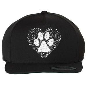 Dog Lover Women Dog Mom Dad Creative Heart Dog Paw Print Wool Snapback Cap