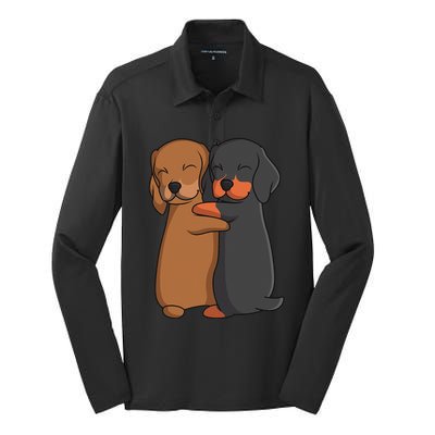 Dachshund Lover Weiner Dog Silk Touch Performance Long Sleeve Polo