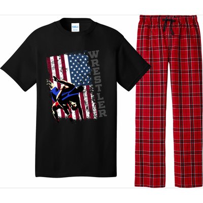 Distressed Look Wrestling Gift American Flag Gift Pajama Set