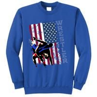 Distressed Look Wrestling Gift American Flag Gift Sweatshirt