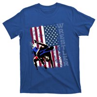 Distressed Look Wrestling Gift American Flag Gift T-Shirt