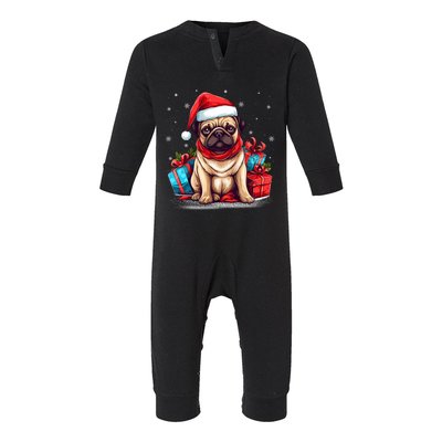 Dog Lover Xmas Decoration Santa Hat Pug Christmas Meaningful Gift Infant Fleece One Piece