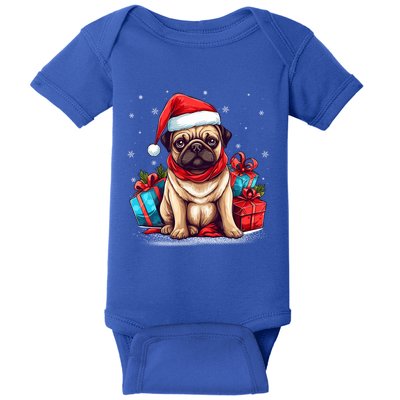 Dog Lover Xmas Decoration Santa Hat Pug Christmas Meaningful Gift Baby Bodysuit