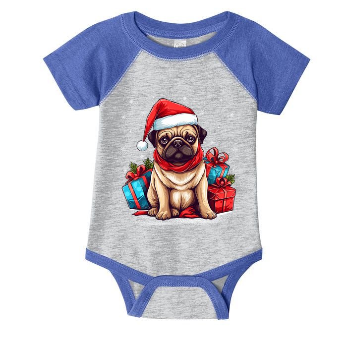 Dog Lover Xmas Decoration Santa Hat Pug Christmas Meaningful Gift Infant Baby Jersey Bodysuit