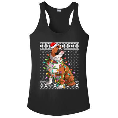 Dog Lover Xmas Ugly Santa Lighting English Bulldog Christmas Gift Ladies PosiCharge Competitor Racerback Tank