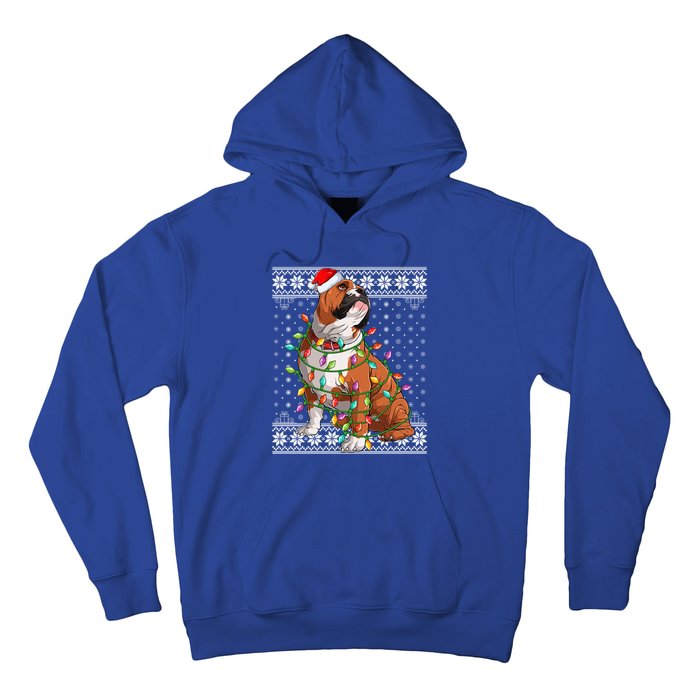 Dog Lover Xmas Ugly Santa Lighting English Bulldog Christmas Gift Hoodie