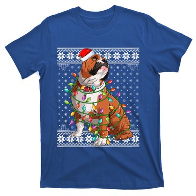 Dog Lover Xmas Ugly Santa Lighting English Bulldog Christmas Gift T-Shirt