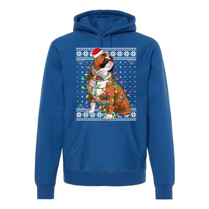 Dog Lover Xmas Ugly Santa Lighting English Bulldog Christmas Gift Premium Hoodie