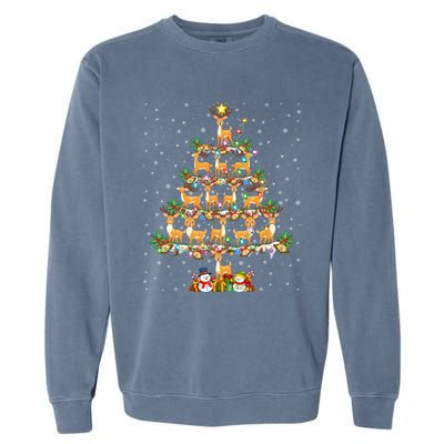 Deer Lover Xmas Lighting Santa Deer Christmas Tree Great Gift Garment-Dyed Sweatshirt