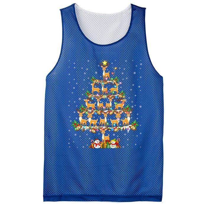 Deer Lover Xmas Lighting Santa Deer Christmas Tree Great Gift Mesh Reversible Basketball Jersey Tank