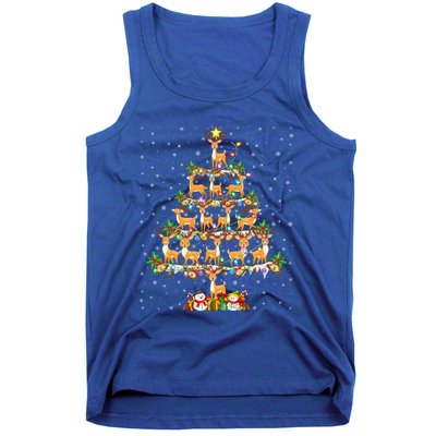 Deer Lover Xmas Lighting Santa Deer Christmas Tree Great Gift Tank Top