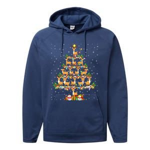 Deer Lover Xmas Lighting Santa Deer Christmas Tree Great Gift Performance Fleece Hoodie