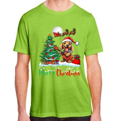 Dog Lover Xmas Tree Santa Hat Merry Christmas Dachshund Dog Great Gift Adult ChromaSoft Performance T-Shirt