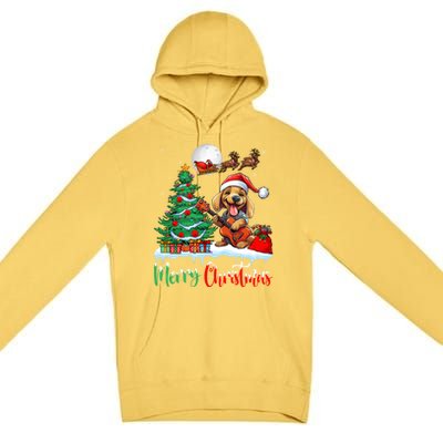 Dog Lover Xmas Tree Santa Hat Merry Christmas Dachshund Dog Great Gift Premium Pullover Hoodie