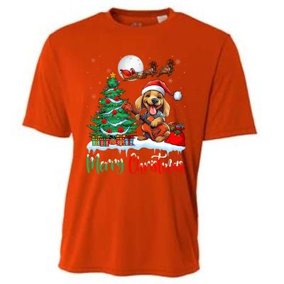 Dog Lover Xmas Tree Santa Hat Merry Christmas Dachshund Dog Great Gift Cooling Performance Crew T-Shirt