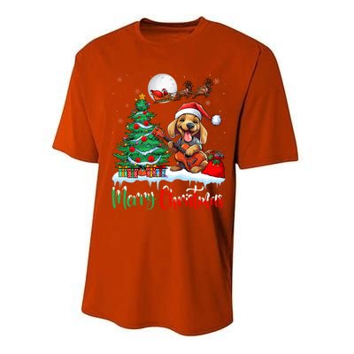 Dog Lover Xmas Tree Santa Hat Merry Christmas Dachshund Dog Great Gift Performance Sprint T-Shirt