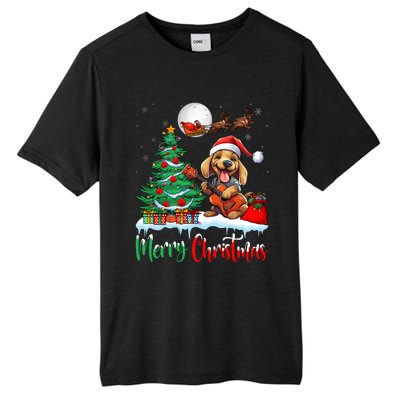 Dog Lover Xmas Tree Santa Hat Merry Christmas Dachshund Dog Great Gift Tall Fusion ChromaSoft Performance T-Shirt