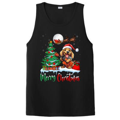 Dog Lover Xmas Tree Santa Hat Merry Christmas Dachshund Dog Great Gift PosiCharge Competitor Tank