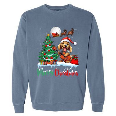 Dog Lover Xmas Tree Santa Hat Merry Christmas Dachshund Dog Great Gift Garment-Dyed Sweatshirt