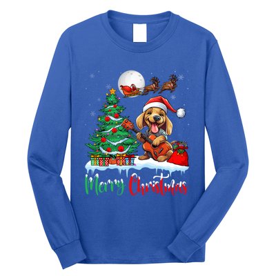 Dog Lover Xmas Tree Santa Hat Merry Christmas Dachshund Dog Great Gift Long Sleeve Shirt