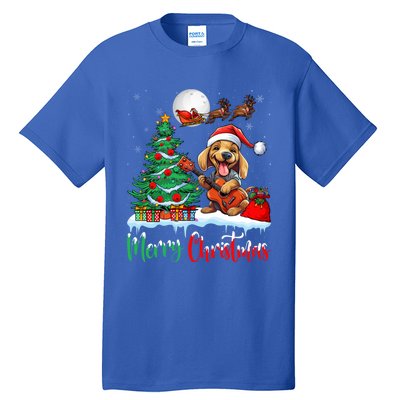 Dog Lover Xmas Tree Santa Hat Merry Christmas Dachshund Dog Great Gift Tall T-Shirt