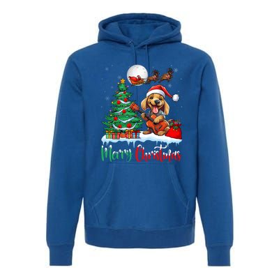 Dog Lover Xmas Tree Santa Hat Merry Christmas Dachshund Dog Great Gift Premium Hoodie