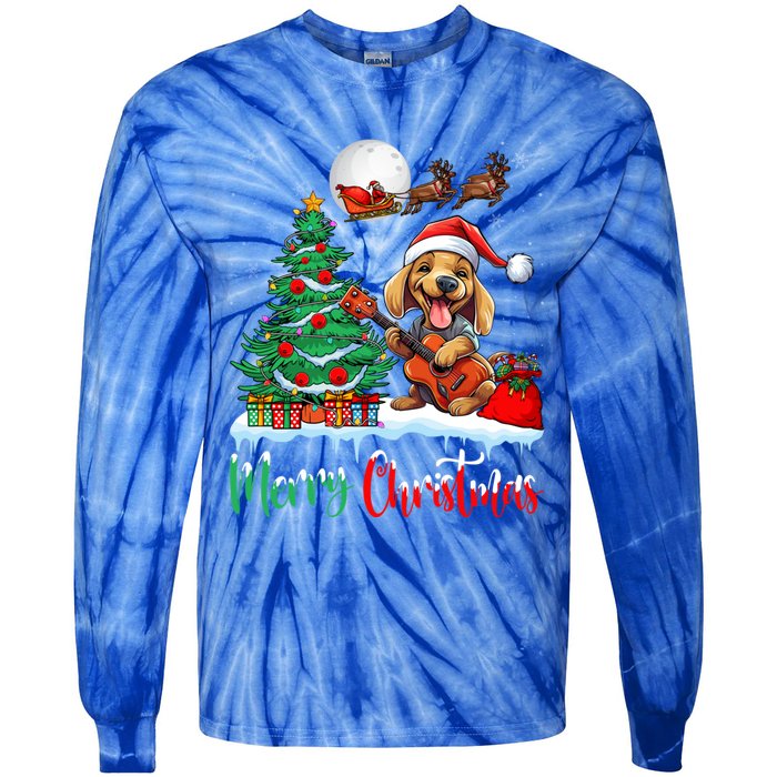 Dog Lover Xmas Tree Santa Hat Merry Christmas Dachshund Dog Great Gift Tie-Dye Long Sleeve Shirt