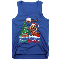 Dog Lover Xmas Tree Santa Hat Merry Christmas Dachshund Dog Great Gift Tank Top