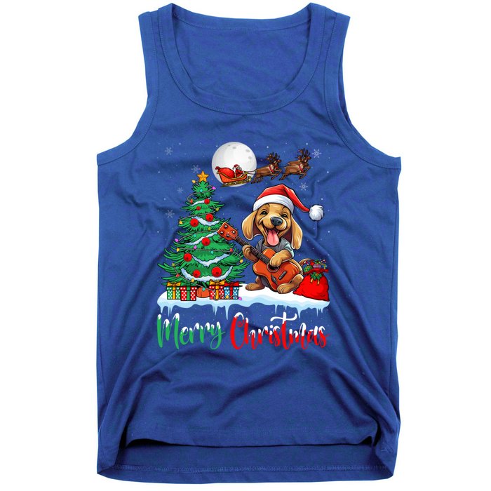 Dog Lover Xmas Tree Santa Hat Merry Christmas Dachshund Dog Great Gift Tank Top