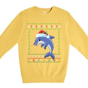 Dolphin Lover Xmas Ugly Santa Dolphin Christmas Cool Gift Premium Crewneck Sweatshirt